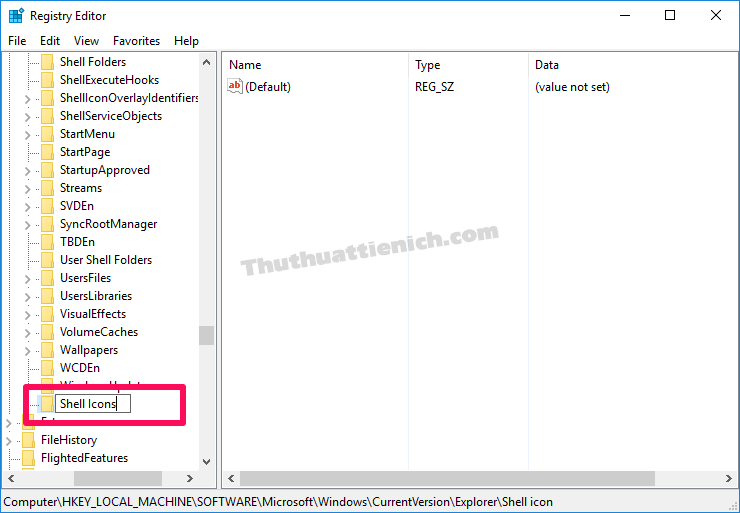 Đặt tên cho khóa này là Shell Icons