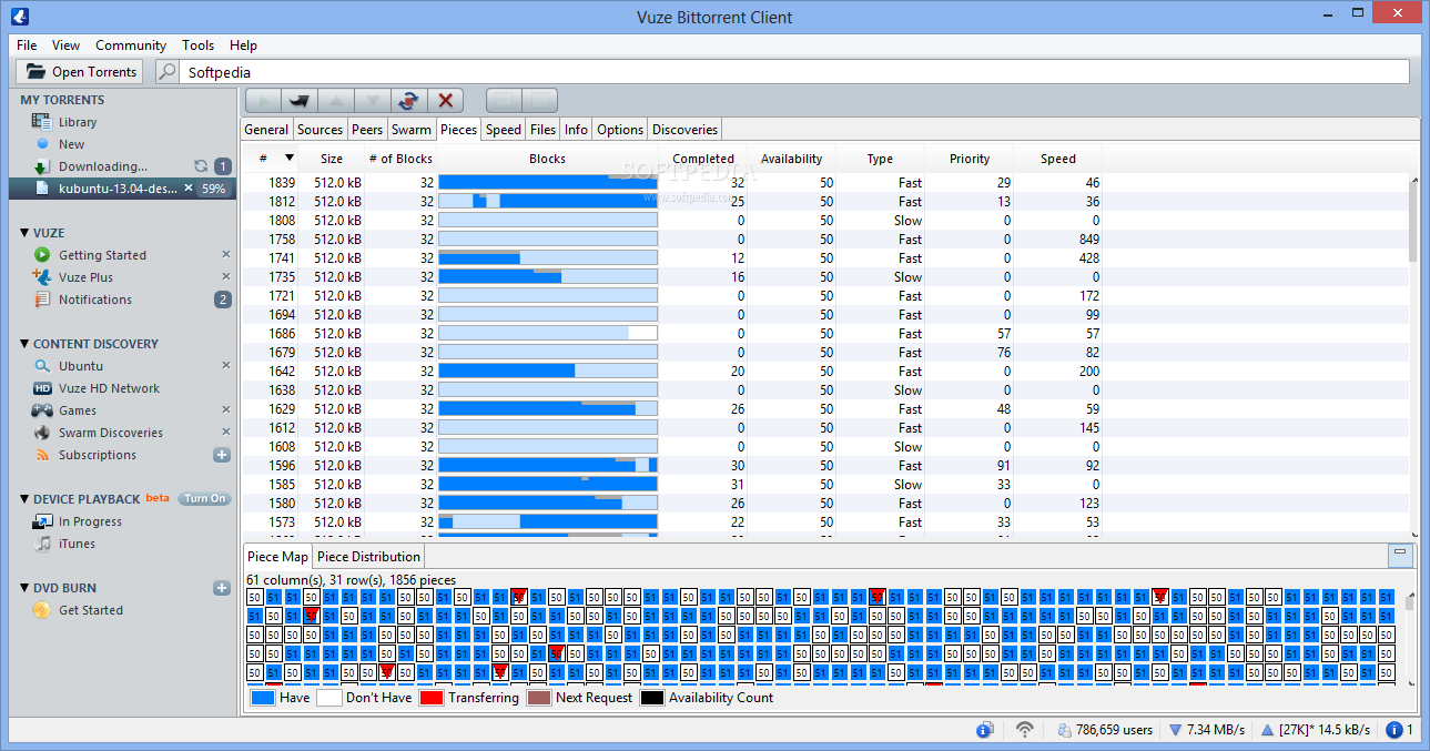 Vuze (formerly Azureus) screenshot 1 - The program will allow you to open a torrent. Add files, an URL, a folder or your clipboard content.