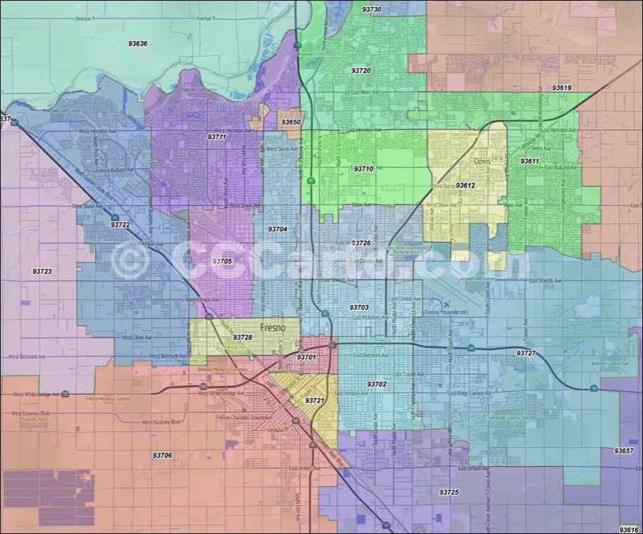 Fresno County Zip Codes - Fresno, CA Zip Code Boundary Map