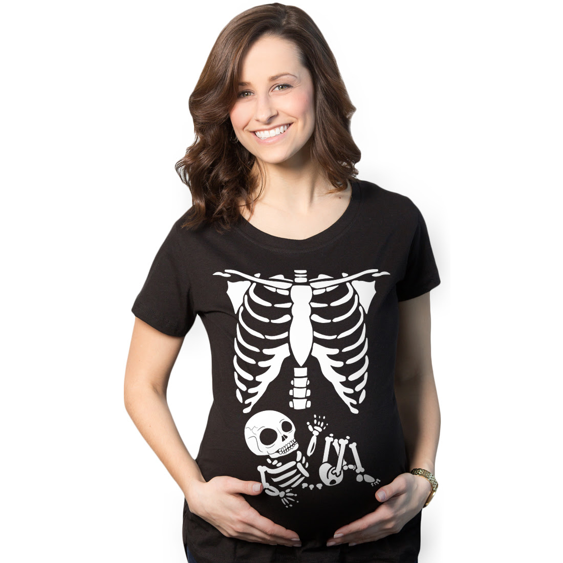 Maternity Skeleton Baby Shirt Halloween Costumes Holiday Funny