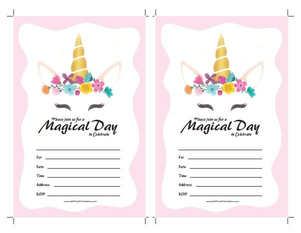 unicorn invitations free printable