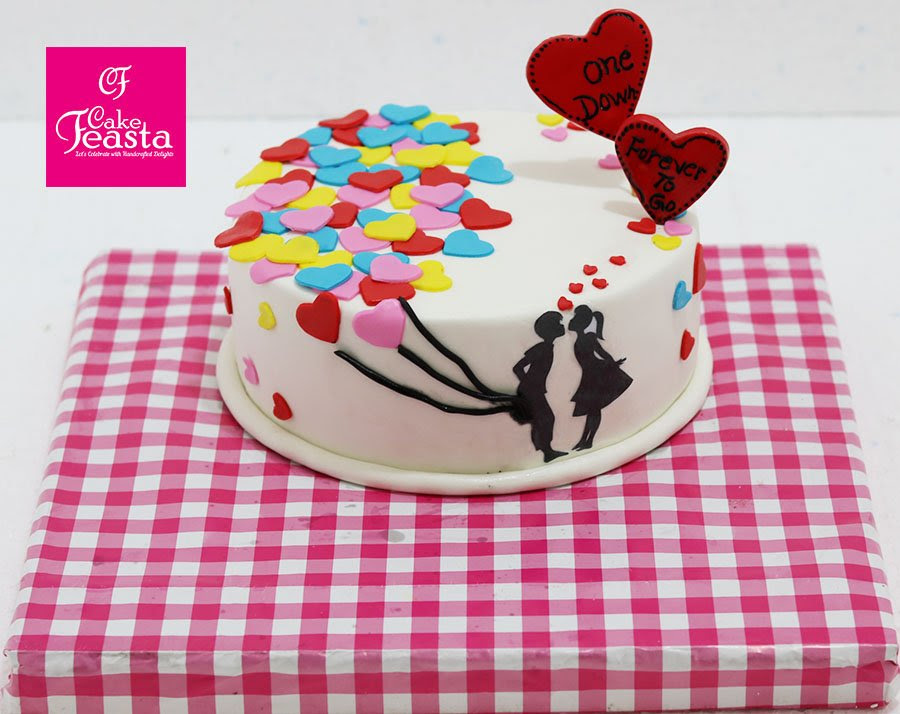Multicolor Hearts Anniversary Cake Marriage Anniversary Cake