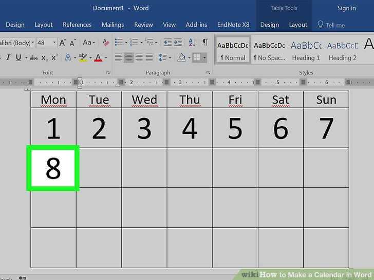 Make a Calendar in Word Step 16 Version 2.jpg