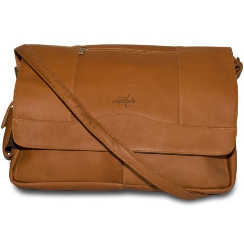 NHL Washington Capitals Tan Leather Laptop Messenger Bag