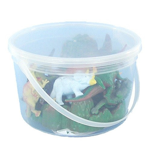 Dinosaur Bucket Playset: 10 Dino 5 inch Figures with Mountain and Huge Playmat