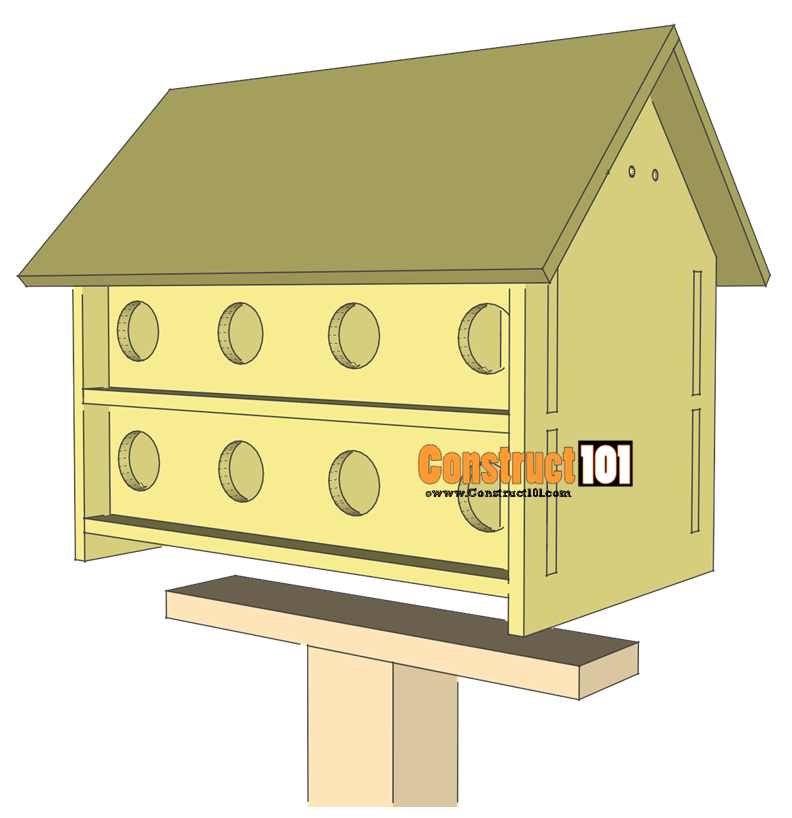Purple Martin Bird House Plans - 16 Unit - Construct101