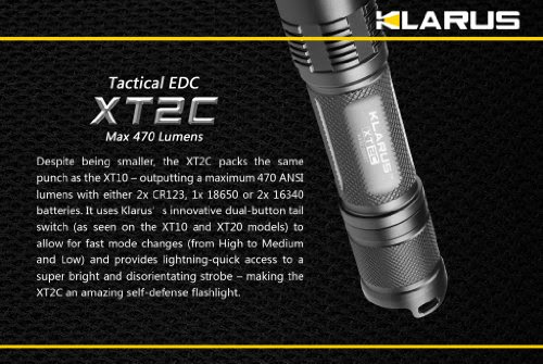 Klarus XT2C Tactical LED Torch (2 x CR123)