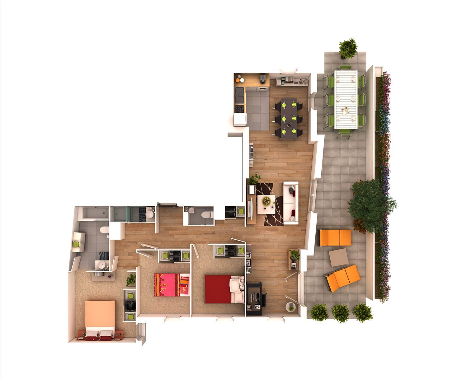 25 More 3  Bedroom  3D Floor  Plans  Architecture Design