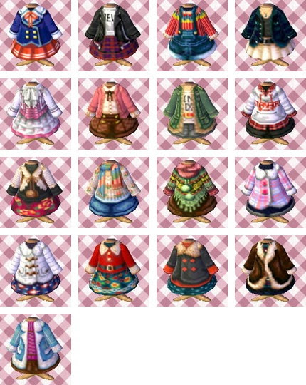 どうぶつの森 ぜんぶで71着 ゆの村 のマイデザイン服をカタログ形式でご紹介 Qrコードもあるよ 14着追加しました 2525日記ブログ