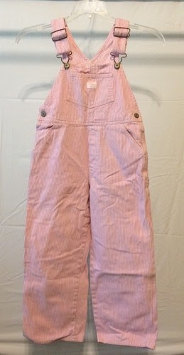 OshKosh-Bgosh-Girls-Pink-w-White-Stripe-Bib-Overalls-size-6X