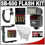 Nikon SB-600 AF Speedlight Flash + 8 Batteries & Charger + Bounce Reflector + i-TTL Flash Cord + Stroboframe 350 Bracket for Nikon D5000, D3000, D700, D300s, D300, D200, D90, D60 & D40 Digital SLR Cameras