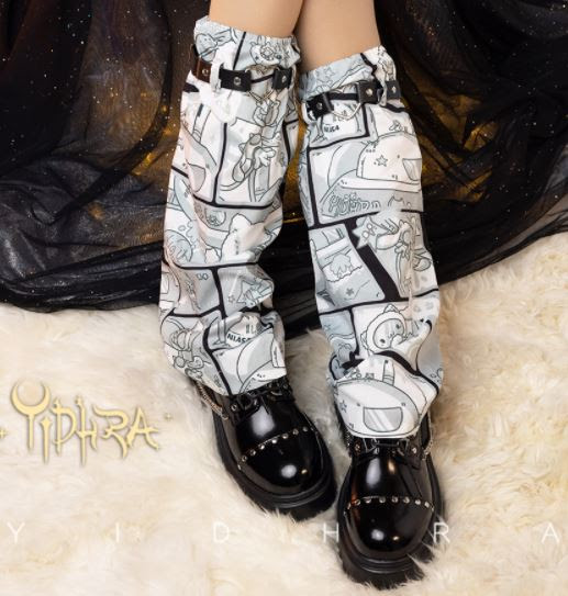 レッグウォーマー 2色 ブラック ピンク 春夏 プリント イラスト コミック くま クマ かわいい カジュアル 制服 フリーサイズ ソックス 雑貨 小物 おしゃれ 撮影 デート イベント ゴスロリ ロリータゴスロリ専門通販ショップluxury ラグジュアリー 安い価格で可愛い