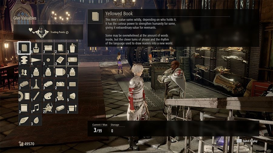 Code Vein Valuables Gift Giving Guide