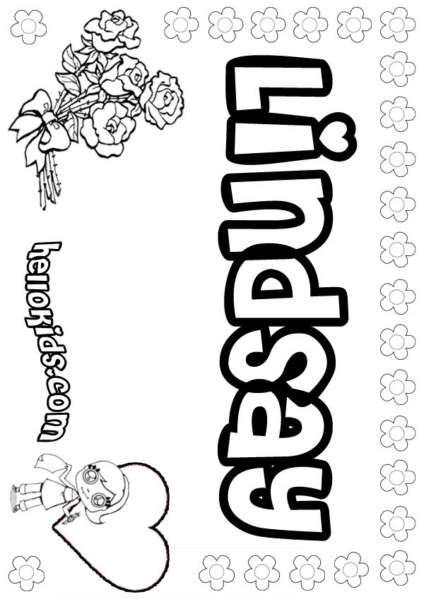Download girls name coloring pages, Lindsay girly name to color
