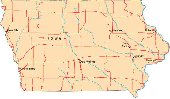 United States Map Of Iowa