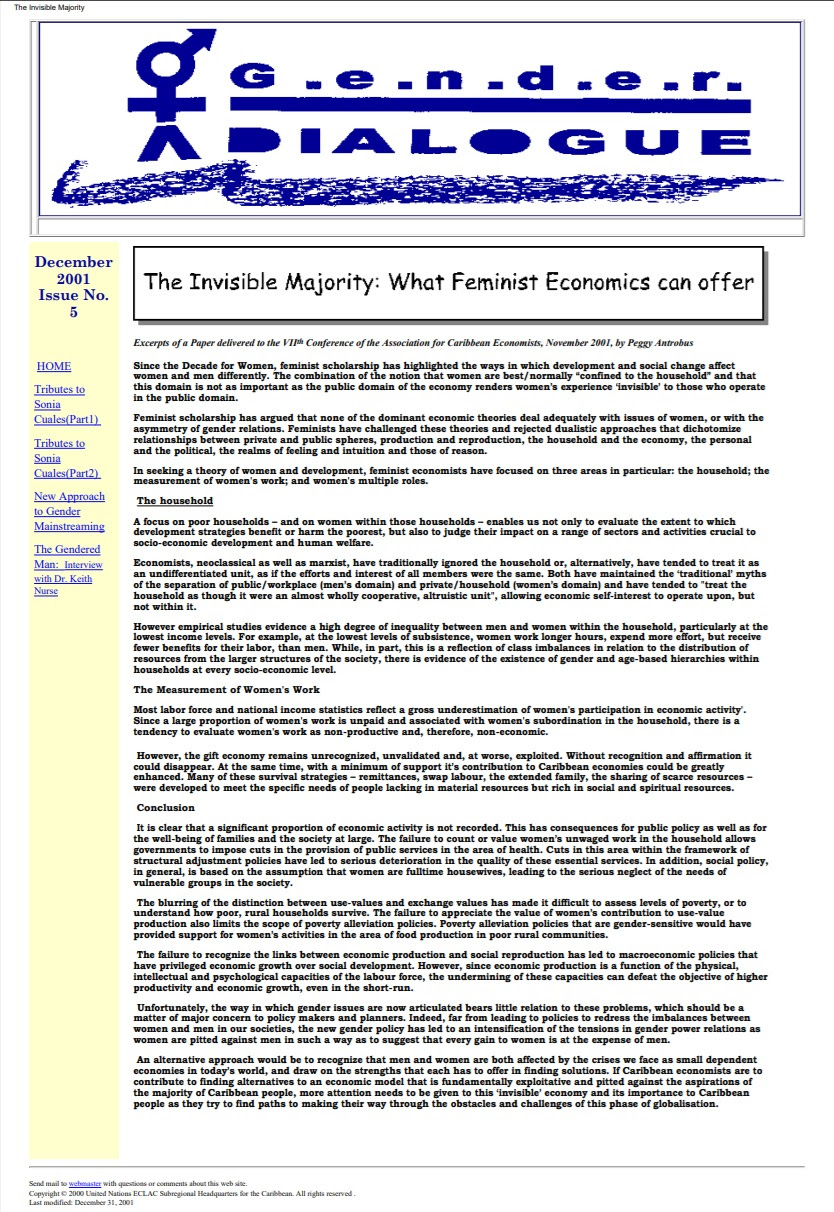 The Invisible Majority What Feminist Economics Can Offer Publication Economic Commission For Latin America And The Caribbean