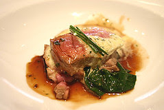Veal with wasabi butter and wilted spinach