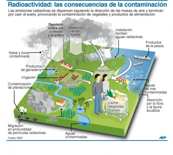 Una infografía de la agencia AFP, que muestra un esquema acerca del impacto de la contaminación sobre el hombre y la naturaleza.