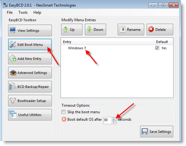 Free GUI Boot Loader Editor for Windows 7
