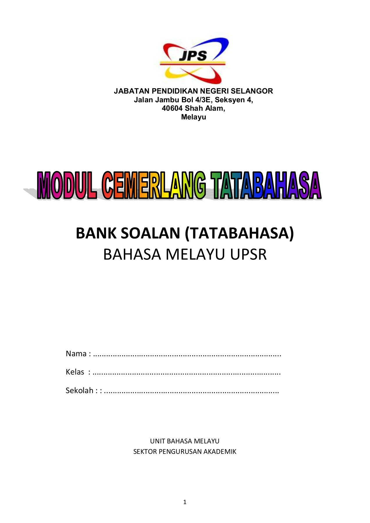 Latih Tubi Soalan Latihan Bahasa Melayu Tahun 6 1