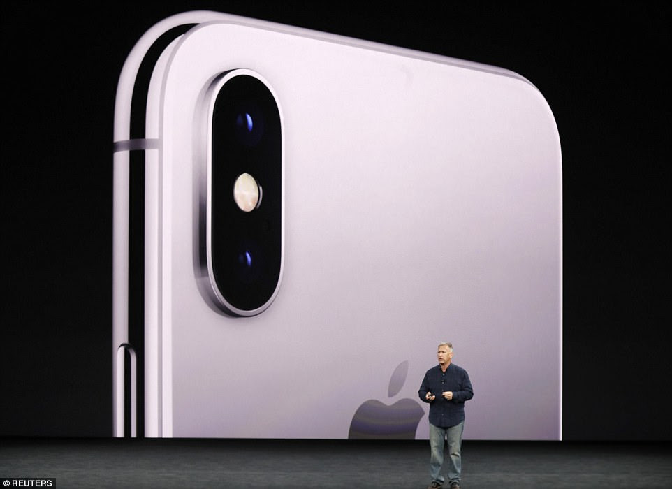 The iPhone X will be available in space grey and silver, and ships on November 3. Pictured is Phil Schiller on stage during the presentation