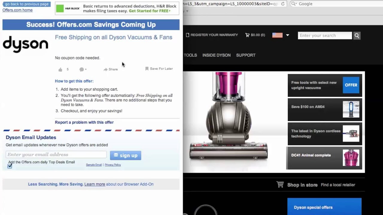Dyson Coupon Code 2013 - How to use Promo Codes and Coupons for Dyson.com - YouTube