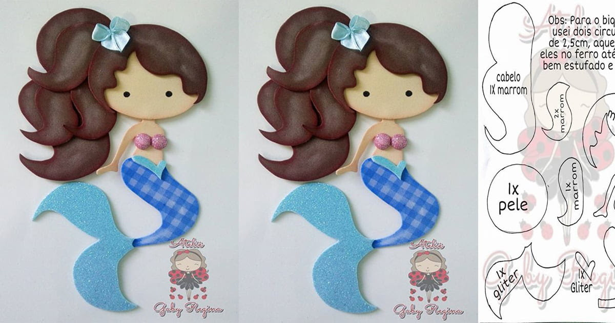 Sirena en foami o goma eva con molde - Dale Detalles