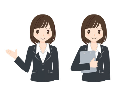 ビジネスウーマンのイラスト 案内する バインダーを持つ 可愛い無料イラスト 人物素材 フリーラ