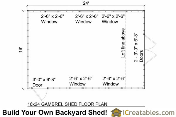 16x24 Gambrel Shed Plans | 12x16 barn shed plans