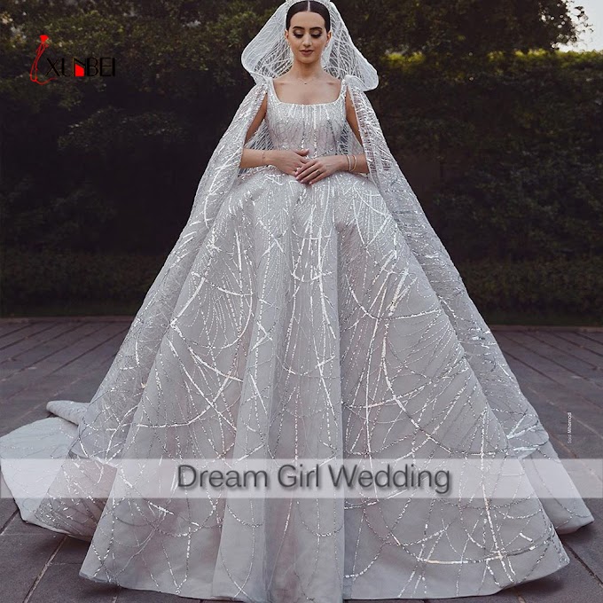 Robe De Mariee 2021 Luxurious Wedding Dresses With Cape Veil Boat
Neckline Lace Ball Gown Dresses Mariage Bride Dresses