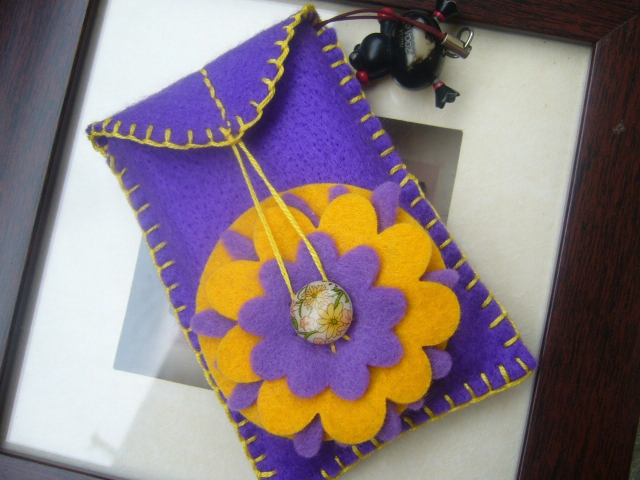 Felt pocket purple and yellow