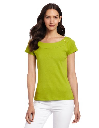 Rafaella Women's Solid Basic Scoop Neck Top, Parrot, Small