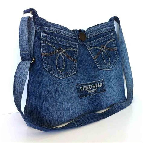 crossbody purse recycled denim bag upcycled jean