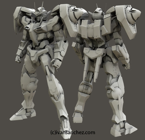 mobile suit gundam 00 double 0 raiser riser 3d mesh cg sandrum