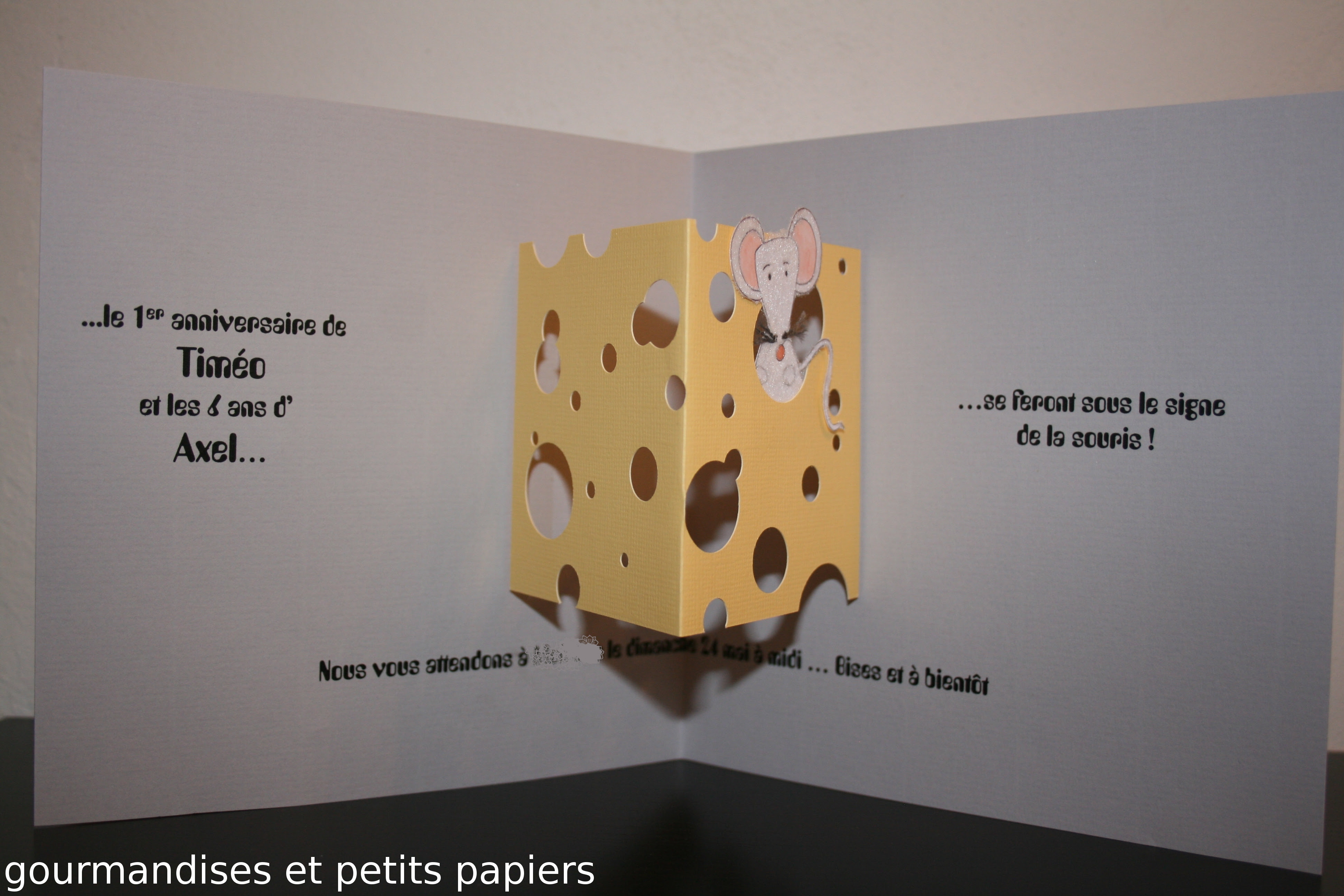 Carte D Invitation Pop Up Petite Souris Gourmandises Petits Papiers