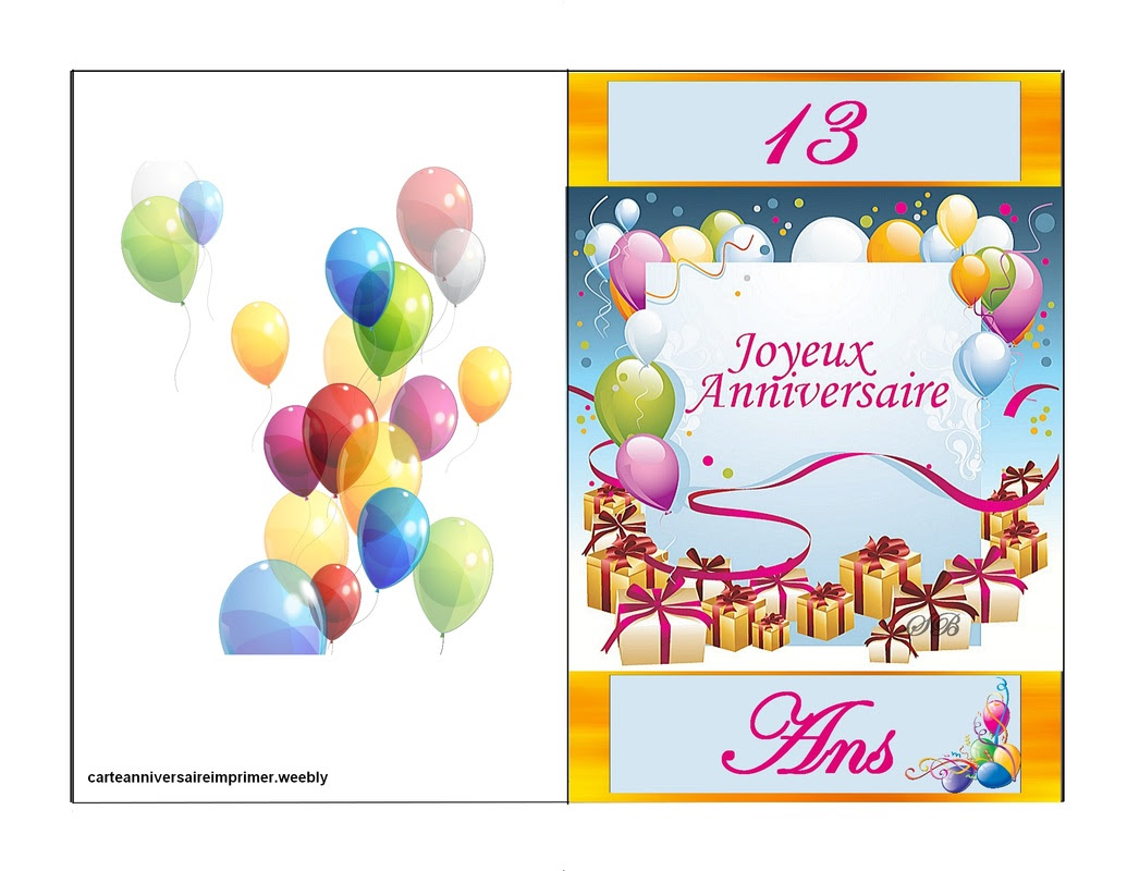 Carte D Anniversaire 13 Ans A Imprimer Cartes Anniversaire Imprimer Gratuite