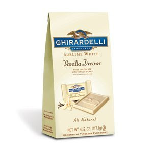 Ghirardelli Chocolate White Vanilla Dream Squares Chocolates Stand Up Bag Gift Bag, 4.12 oz.