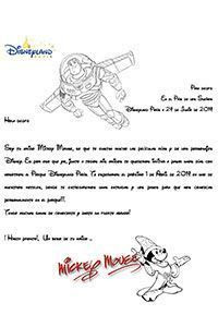 Carta de bienvenida a Disneyland Paris  parisdisneyhotels.com