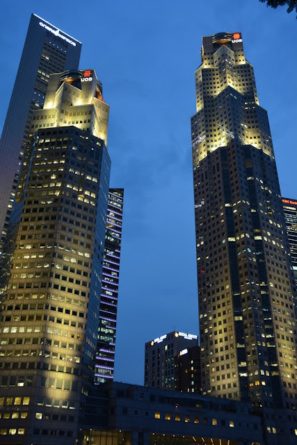 Singapore by night scyscrapers