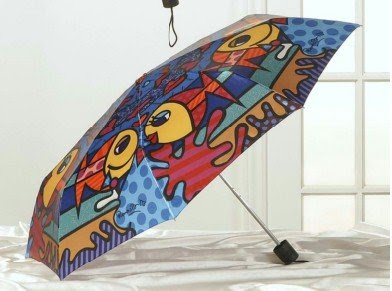 Romero Britto Deeply In Love Art Kissing Fish Umbrella