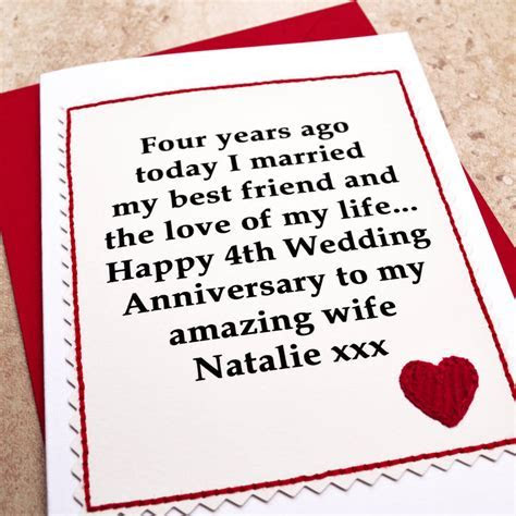 personalised 4th wedding anniversary card by jenny arnott  