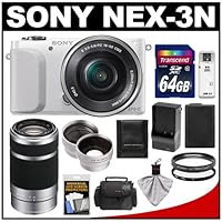 Sony Alpha NEX-3N Digital Camera & 16-50mm Lens with 55-210mm Lens + 64GB Card + Case + Battery + Tele/Wide Lenses + Filters Kit