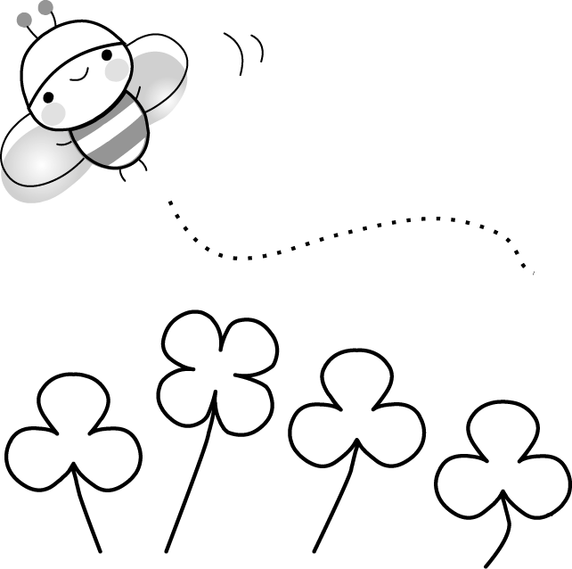 クローバーとみつばちのイラスト 無料イラスト フリー素材
