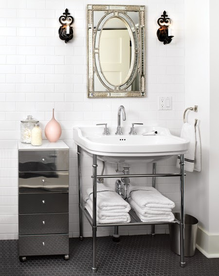 Pink and Black Bathroom - Hollywood Regency - bathroom - House & Home