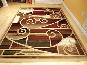 Amazon.com - Large 8x11 Red Rug Modern Burgundy Area Rug ...
