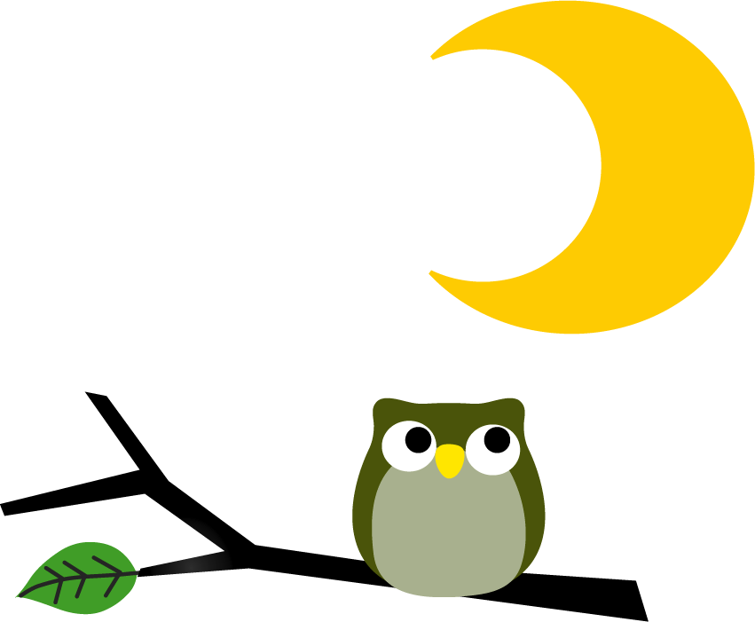 フクロウと月のイラスト 無料イラストフリー素材