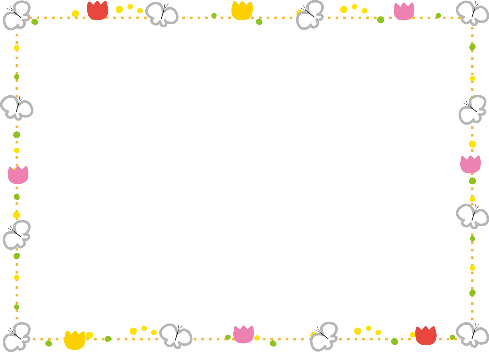 春のイラスト飾り枠 ライン無料イラスト素材