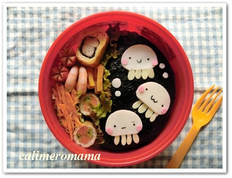 カリメロのみんなキャラ弁 のとじま水族館キャラ弁コンテスト エイとクラゲのお弁当