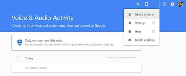 google voice search history
