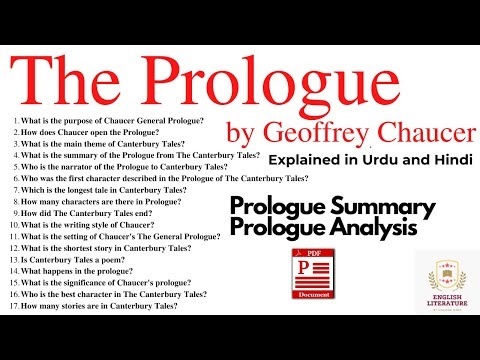 The Prologue by Geoffrey Chaucer, The Prologue by Geoffrey Chaucer summary and Analysis. PDF